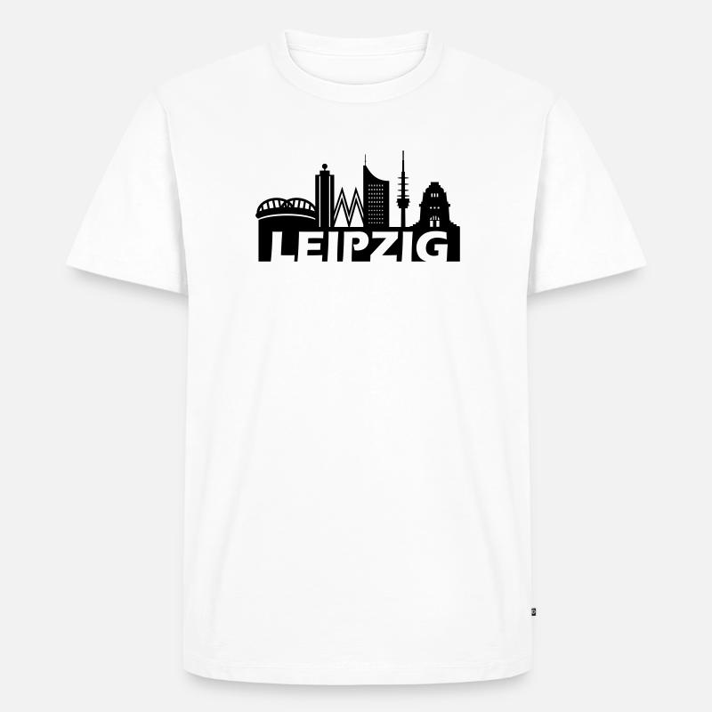 Skyline Leipzig - Männer Premium Bio T-Shirt - Weiß