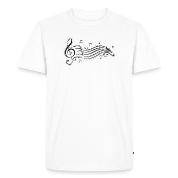 Clef avec partitions et notes de musique. - T-shirt Premium bio Homme - blanc - Devant - Nico (187cm)