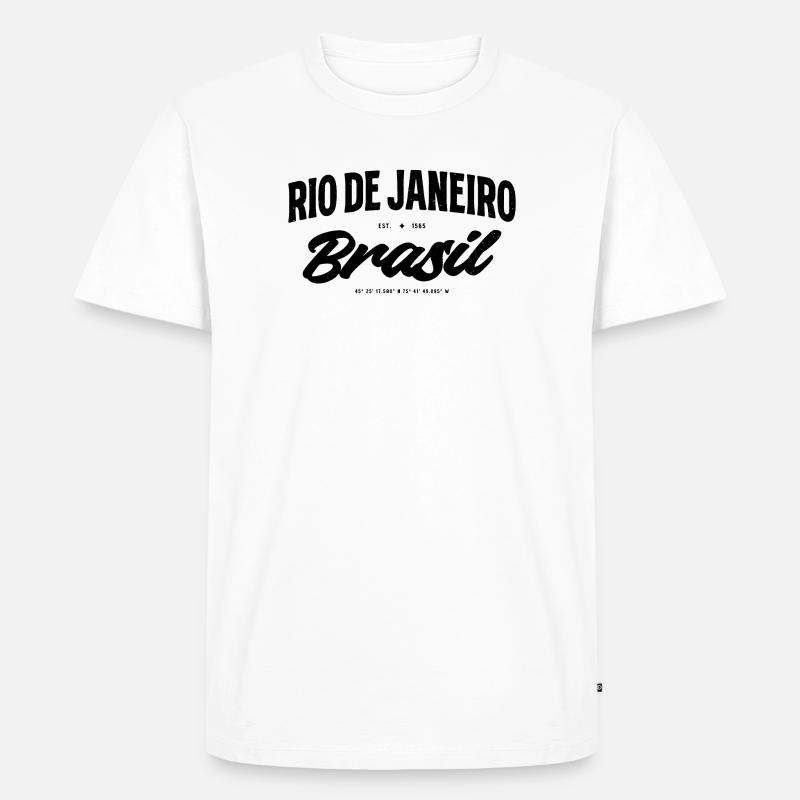 Rio de Janeiro Brazil Script Banner - Männer Premium Bio T-Shirt - Weiß