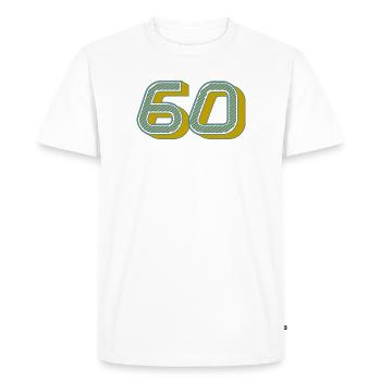 60. 60 ANS. 60e ANNIVERSAIRE. ANNIVERSAIRE 60 ANS. - T-shirt Premium bio Homme - blanc - Devant - Nico (187cm)