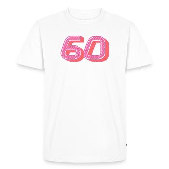 60. 60 ANS. 60e ANNIVERSAIRE. ANNIVERSAIRE 60 ANS. - T-shirt Premium bio Homme - blanc - Devant - Nico (187cm)