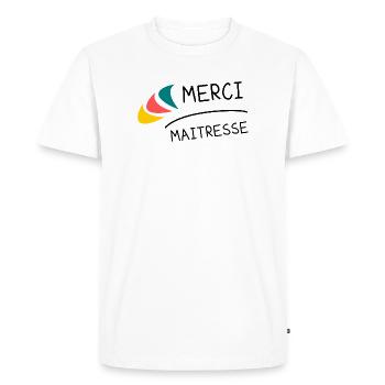 MISTRESS. THANK YOU. THANK YOU MISTRESS. MISTRESS - Men's Premium Organic T-Shirt - white - Front - Nico (187cm)