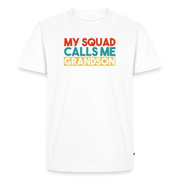 Mon escouade m’appelle petit-fils Typographie rétro - T-shirt Premium bio Homme - blanc - Devant - Nico (187cm)