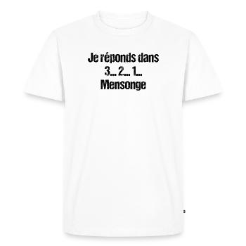 123 mensonges  - T-shirt Premium bio Homme - blanc - Devant - Nico (187cm)