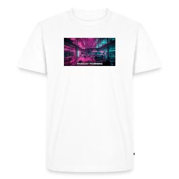 Lundi matin - Mème de requin de bureau - T-shirt Premium bio Homme - blanc - Devant - Nico (187cm)