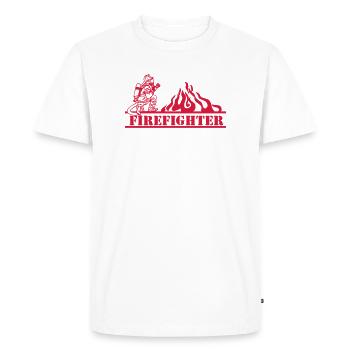 Pompiers volontaires, chemise, pompier ... (25) - T-shirt Premium bio Homme - blanc - Devant - Nico (187cm)