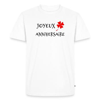 1. 1 AN. 1er ANNIVERSAIRE. ANNIVERSAIRE 1 AN - T-shirt Premium bio Homme - blanc - Devant - Nico (187cm)