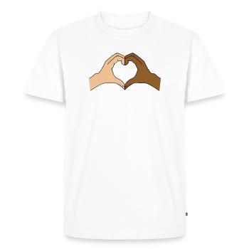 Motif de main cœur coloré - personnalisable - T-shirt Premium bio Homme - blanc - Devant - Nico (187cm)