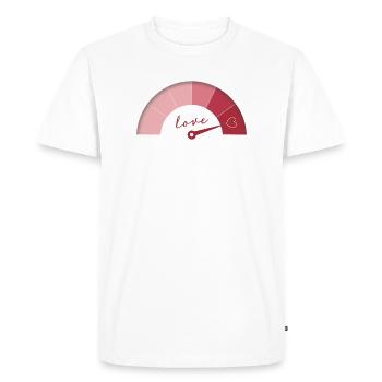 Love Meter – L’amour à plein régime - T-shirt Premium bio Homme - blanc - Devant - Nico (187cm)