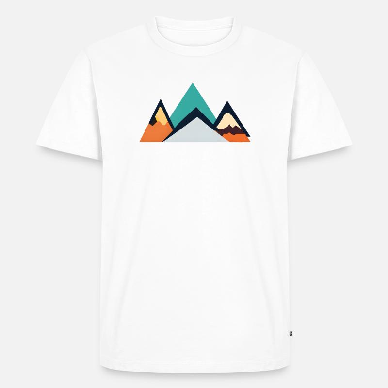Minimalistisches Berg-Emblem | Mountains - Männer Premium Bio T-Shirt - Weiß