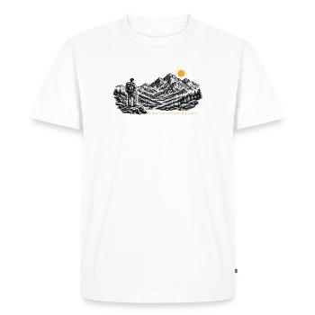 Hiker Sunrise Destination Relief - Men's Premium Organic T-Shirt - white - Front - Nico (187cm)