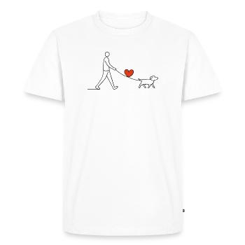 Promenade de cœur Chien Amour Cœur Amour Amour animal - T-shirt Premium bio Homme - blanc - Devant - Nico (187cm)