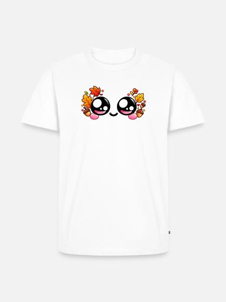 Kawaii-Herbst-Paar-Lächeln - Männer Premium Bio T-Shirt - Weiß