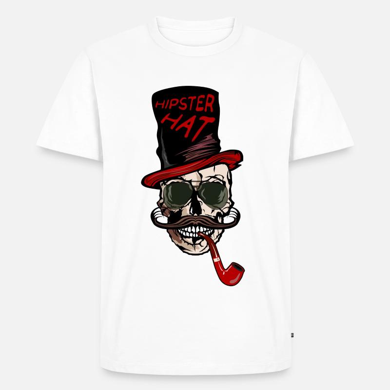 Kopf des Todeshippie-Hutschnurrbart-Kranzitats - Männer Premium Bio T-Shirt - Weiß