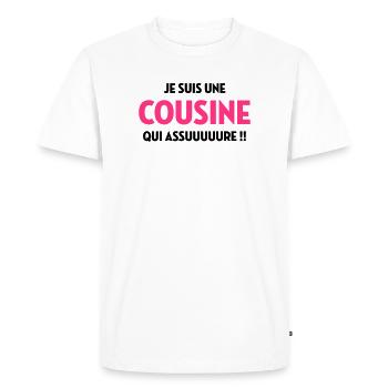 Cousine / Cousin / Bébé / Naissance / Baby - Men's Premium Organic T-Shirt - white - Front - Nico (187cm)