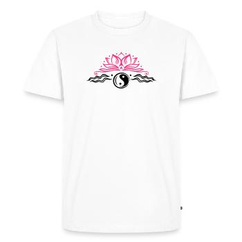 Lotus mit Yin & Yang Symbol - T-shirt Premium bio Homme - blanc - Devant - Nico (187cm)