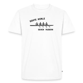 Rowing sayings - Real guys go rowing - Men's Premium Organic T-Shirt - white - Front - Nico (187cm)