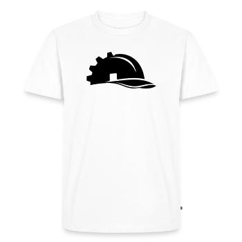 Casque et maison pour ouvriers du bâtiment - T-shirt Premium bio Homme - blanc - Devant - Nico (187cm)