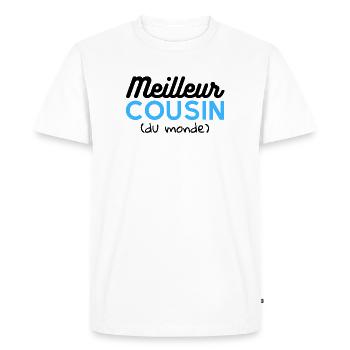 Tee shirt cousin Meilleur cousin du monde cadeau - T-shirt Premium bio Homme - blanc - Devant - Nico (187cm)