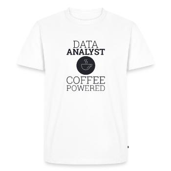 « Data Analyst Coffee Powered » | Data Scientist - T-shirt Premium bio Homme - blanc - Devant - Nico (187cm)