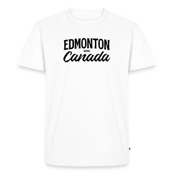 Edmonton, Alberta, Canada – Lettrage vintage - T-shirt Premium bio Homme - blanc - Devant - Nico (187cm)