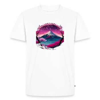 fleur de cerisier Japon - T-shirt Premium bio Homme - blanc - Devant - Nico (187cm)