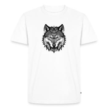 Tête de loup 2 - T-shirt Premium bio Homme - blanc - Devant - Nico (187cm)