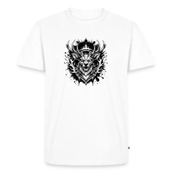 cerf noir et blanc - T-shirt Premium bio Homme - blanc - Devant - Nico (187cm)