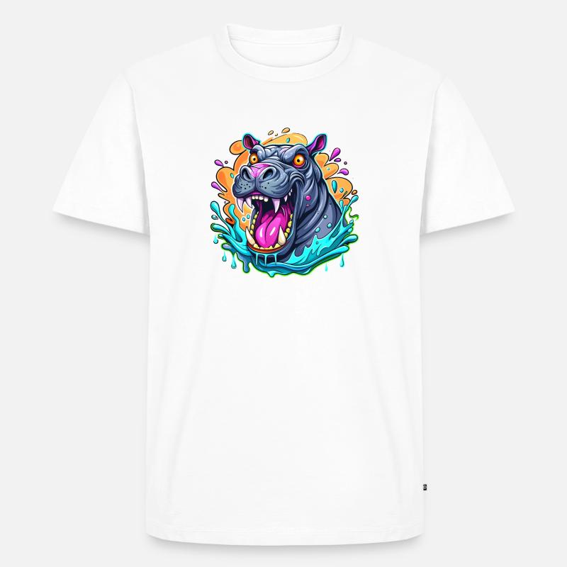 hippo - Männer Premium Bio T-Shirt - Weiß