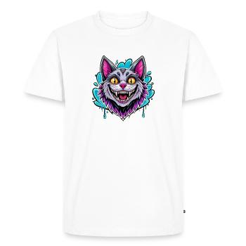 chat souriant - T-shirt Premium bio Homme - blanc - Devant - Nico (187cm)