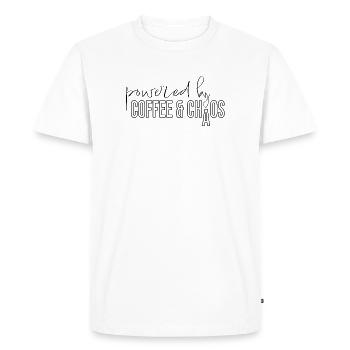 alimenté par le café et le chaos Kaffeejunkie Spruch - T-shirt Premium bio Homme - blanc - Devant - Nico (187cm)