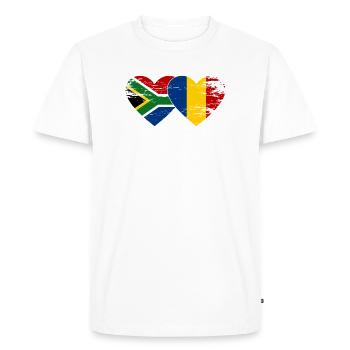 Afrique du Sud Roumanie Drapeaux Cœur - T-shirt Premium bio Homme - blanc - Devant - Nico (187cm)