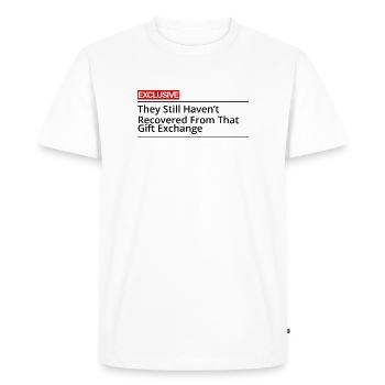Drame d’échange de cadeaux - T-shirt Premium bio Homme - blanc - Devant - Nico (187cm)