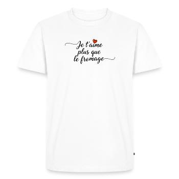 Je t'aime plus le fromage : Saint-Valentin humour - T-shirt Premium bio Homme - blanc - Devant - Nico (187cm)