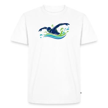 Swimmer Sport Swimming Water Hero Motif - Men's Premium Organic T-Shirt - white - Front - Nico (187cm)