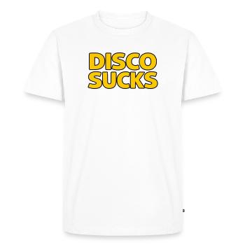 Disco Sucks - Men's Premium Organic T-Shirt - white - Front - Nico (187cm)