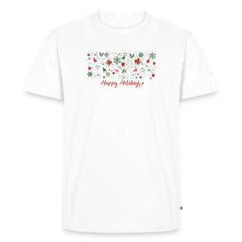 Christmas pattern in green and red color - Men's Premium Organic T-Shirt - white - Front - Nico (187cm)
