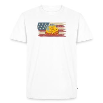Style comique de chien drôle avec drapeau américain - T-shirt Premium bio Homme - blanc - Devant - Nico (187cm)