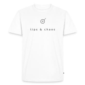 Pourboires et chaos - barman minimaliste - T-shirt Premium bio Homme - blanc - Devant - Nico (187cm)
