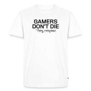 Gamers Don't Die Respawn T-Shirt - Men's Premium Organic T-Shirt - white - Front - Nico (187cm)