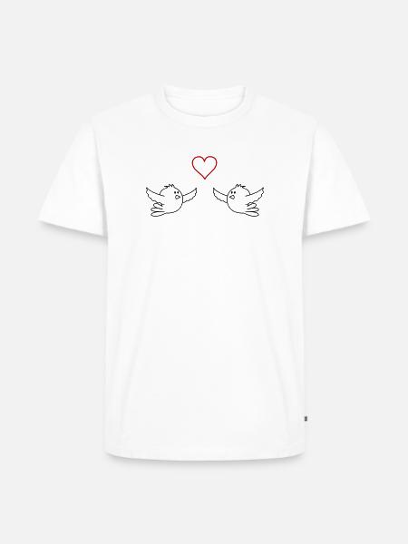 Vögel Verliebt - Männer Premium Bio T-Shirt - Weiß