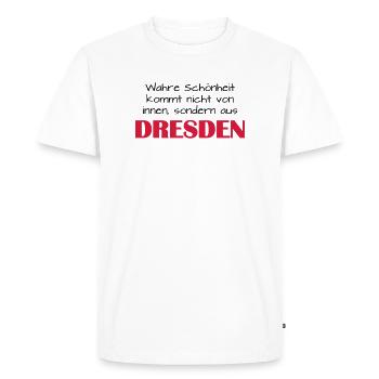 wahre Schönheit - DRESDEN - Männer Premium Bio T-Shirt - Weiß - Vorne - Nico (187cm)