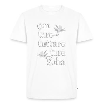 Om Tare Tuttare Ture Soha_schwarz-blanc - T-shirt Premium bio Homme - blanc - Devant - Nico (187cm)