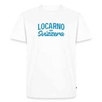 Locarno Blue Hand Lettering Switzerland - Men's Premium Organic T-Shirt - white - Front - Nico (187cm)