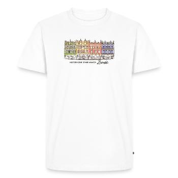 Zamosc en Pologne, façades sur le marché, dessin à la main - T-shirt Premium bio Homme - blanc - Devant - Nico (187cm)