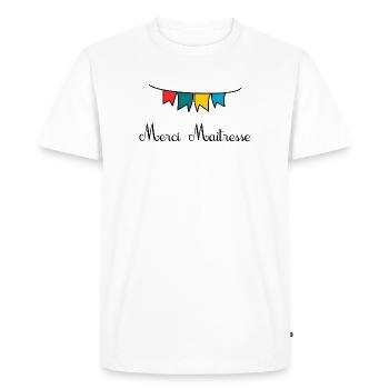 MERCI. MAÎTRESSE. MAÎTRE. MERCI MAÎTRESSE - T-shirt Premium bio Homme - blanc - Devant - Nico (187cm)