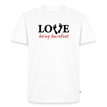 l’amour d’être pieds nus Version 2 - l’amour d’être pieds nus - T-shirt Premium bio Homme - blanc - Devant - Nico (187cm)