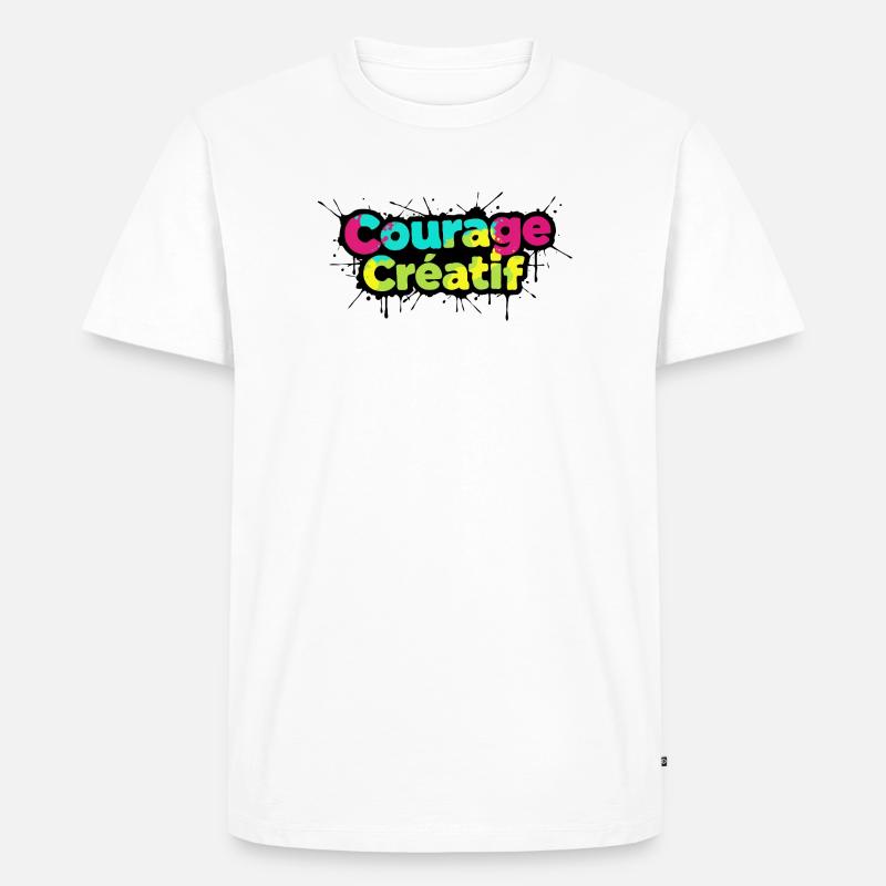 Courage Créatif Bunte Typografie - Männer Premium Bio T-Shirt - Weiß
