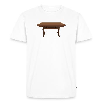 Rustic wooden table illustration of the Mufuti - Men's Premium Organic T-Shirt - white - Front - Nico (187cm)