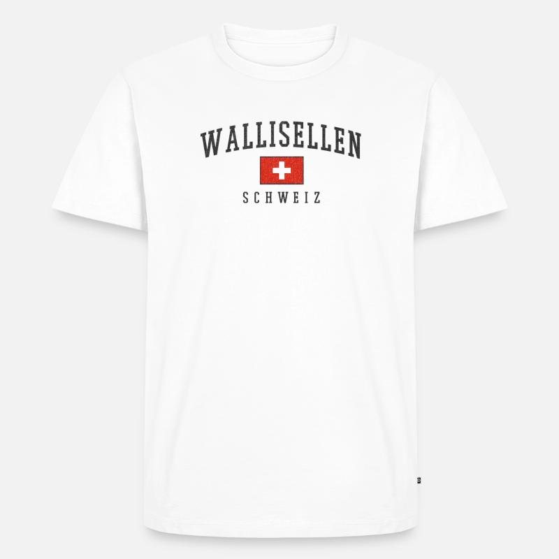 Wallisellen Schweiz Emblem mit Schweizer Flagge - Männer Premium Bio T-Shirt - Weiß